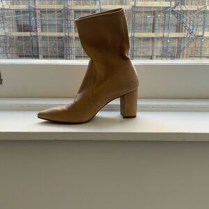 Stuart Weitzman Tan Heeled Boots with Chunky Block Heel
